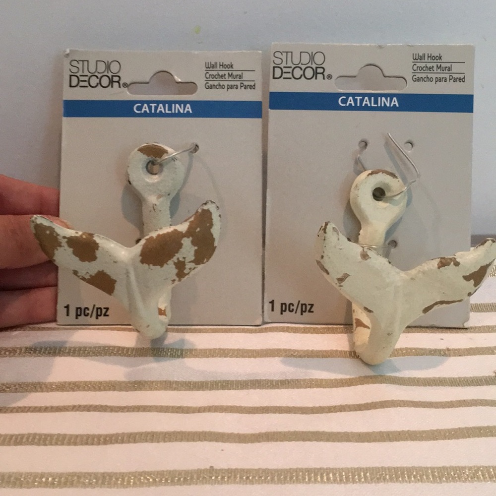 2 Whale Fin Wall Hooks